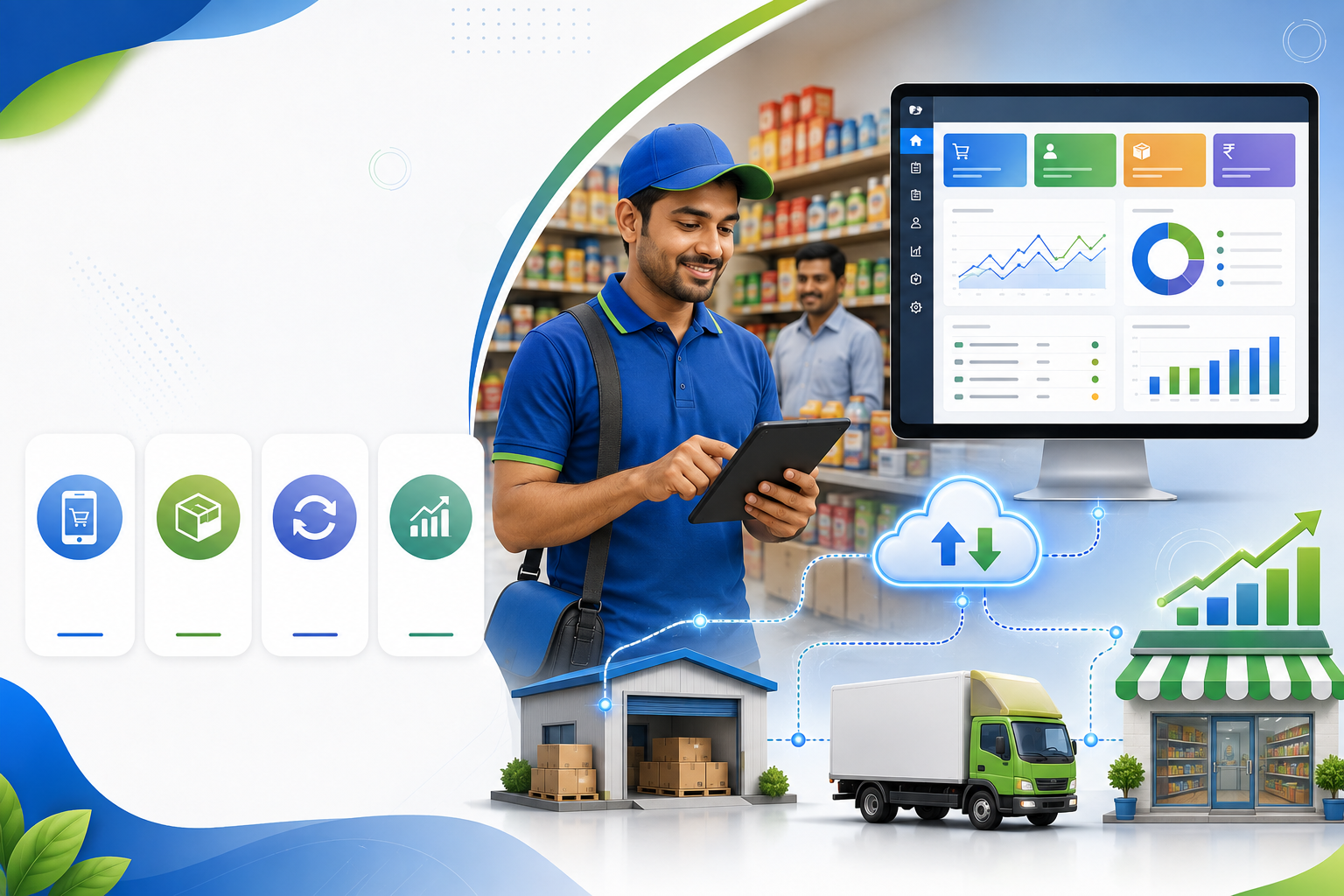 Townscmai Distribution Management Software Dashboard and Mobile App in Chennai